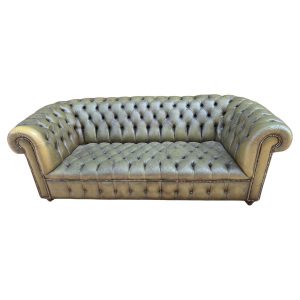 Canapé chesterfield cuir vert anglais trois places