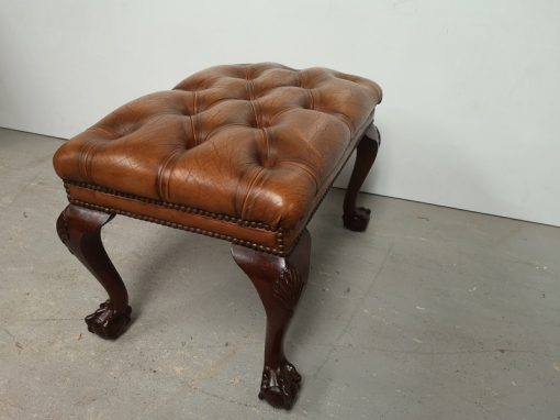 REPOSE PIEDS CHESTERFIELD CUIR MARRON