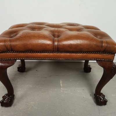 REPOSE PIEDS CHESTERFIELD CUIR MARRON